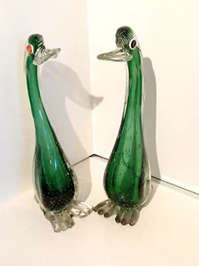 2 mundgeblasene Kunstglas Enten im Murano Stil mit kontrollierten Blasen - Bild 1 von 8