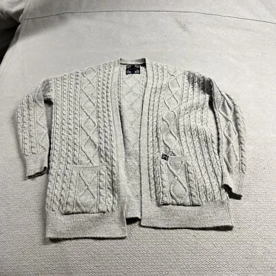 Superdry Grey Chunky Cable Knit Oversized Open Cardigan Size 4 EUC - Image 1 of 4