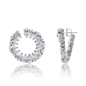Pendientes 950 Platino Corte Pera Diamante Aro 12 Quilates Laboratorio Cultiv... - Imagen 1 de 10