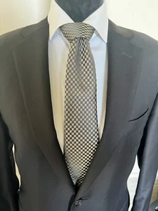 Louis Vuitton Gold Brown Micro Damier Classic Pattern Checked Silk Tie - Picture 1 of 5