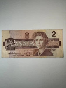 Billete de dos dólares Thiessen/Cuervo de Canadá 1986 - Imagen 1 de 2
