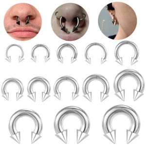1 Stck. Großes Messgerät Edelstahl Nasenring Punk Ohrmessgerät Spitze Septum Piercing - Bild 1 von 9