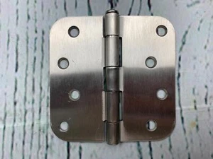 Nickel Door Hinges Brushed 4X4 Inch Rounded 5/8in Radius Sliver Interior 10pk - Picture 1 of 2