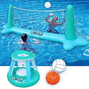 Juego de flotador de piscina inflable red de voleibol y aros de baloncesto juego de natación - Imagen 1 de 8