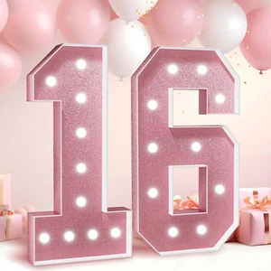 Marquee Numbers Rose Gold 16Th-Birthday Decoration: 4FT Large Light up Sweet ... - Picture 1 of 6