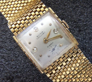 Vintage Diamond Dial Bulova Excellency Mens Wristwatch 12k ygf - Picture 1 of 7