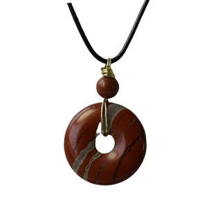 Lucky Donut Gemstone Healing Crystal Necklace Women Men Coin Pendant Balance - Picture 1 of 47