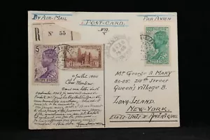 Costa d'Avorio e Colonie Francesi: 1944 Cartolina Posta Aerea Registrata per gli USA - Foto 1 di 2