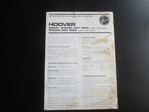 Hoover Spray/Dampf/Trockeneisen Instrumentenbuch Modelle 4404/CS 4404/5WGSee Pic's KOSTENLOSER VERSAND - Bild 1 von 2