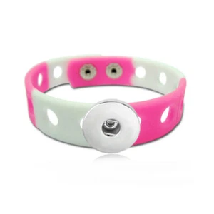SILICONE BRACELET FOR KIDS FITS GINGER SNAP STYLE JEWELRY PINK WHT COLOR ADJUST - Picture 1 of 1