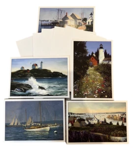 Greeting Cards Sailboats and Lighthouses Lot of 5 Blank Notecards with Envelopes - Picture 1 of 1