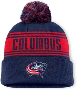 Fanatics Columbus Blue Jackets Fundamental Enforcer Cuffed Knit Hat with Pom - Picture 1 of 1