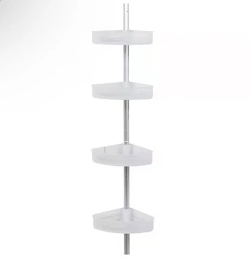 Zenna Home poste de tensão resistente à ferrugem canto chuveiro caddy em cetim cromado - Imagem 1 de 4