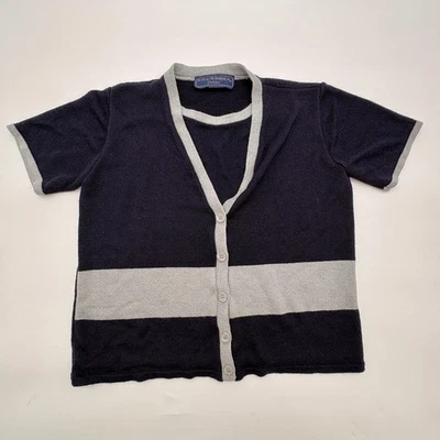 Norton McNaughton Petite Cardigan Womens PP Navy Short Sleeve Button Made USA - Image 1 of 4