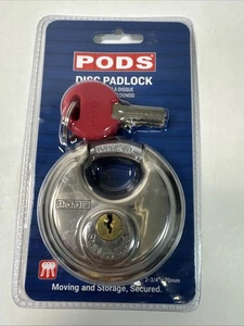 Candado PODS Acero Inoxidable Resistente 3 Llaves Cerradura Disco Redonda - Imagen 1 de 4