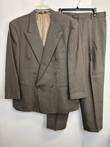 Mark Alexander Double Breasted Suit Men Blazer 44R Pants 36X28 Brown Houndstooth - Picture 1 of 18