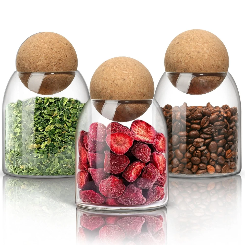 Glass Storage Container with Ball Cork, 16 OZ Small Glass Jar with Cork Lids,... - Image 1 of 4