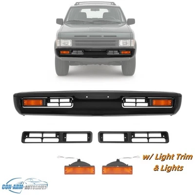 Black Front Bumper Grille w/Lamp For Nissan Pathfinder D21 Pickup 1993-1995 - Image 1 of 4