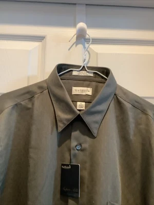 Van Heusen NWT Mens Long Sleeve Taupe Button Up Size 17 (36-37), Super Silk, New - Image 1 of 4