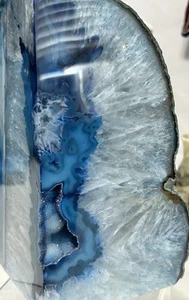 Natural Stone Bookend Cut Blue Quartz Crystal Large - Picture 1 of 23