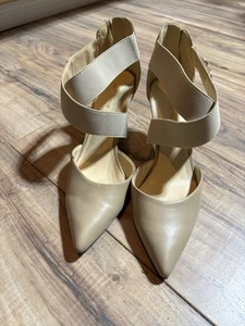 Tan Pointed Toe Zip Up Pumps Women’s Size 7.5 - Picture 1 of 4