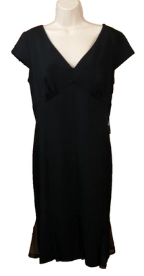 NWT Julian Taylor Black Chiffon Dress Godet Pleats Short Sleeve Lined Size 14 - Image 1 of 4