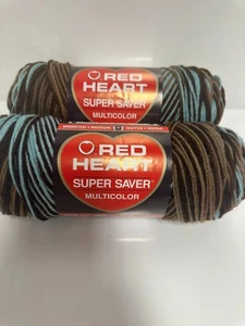 Red Heart Super Saver hilo multicolor Tierra y cielo 278 yardas 5oz azul y marrón - Imagen 1 de 4