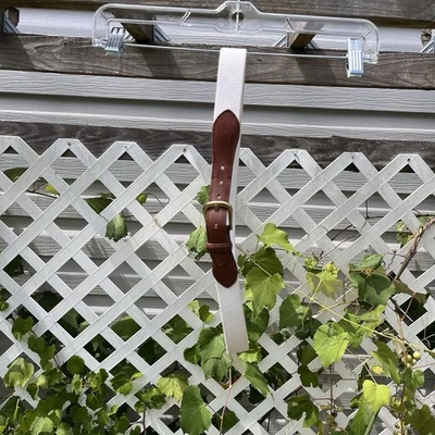 Cinturón Coach Vintage Para Hombre 38 Blanco Marrón Lona Cuero Borde Latón Clásico 3880 Foto 1 de 3