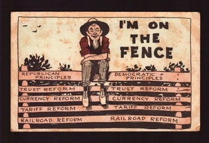 POSTCARD : VINTAGE POLITICAL SATIRE - 1908 REPUBLICAN & DEMOCRAT PRINCIPLES - Picture 1 of 2