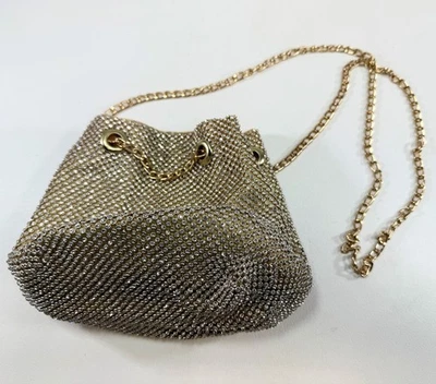 Olivia Miller Gold Mesh Gold Bag with Rhinestones Sparkly Evening Bag Formal - Image 1 of 4