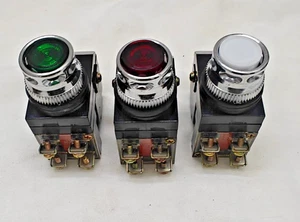 KOINO KH-512 PILOT LIGHT BUTTON LAMP(RED+GREEN+WHITE) 220V 50/60HZ (3pc) - Picture 1 of 5