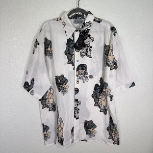 Up Ro's Y2K Hemd Herren XL Hip Hop DJ Graffiti Allover Print Knopfleiste Streetwear - Bild 1 von 12