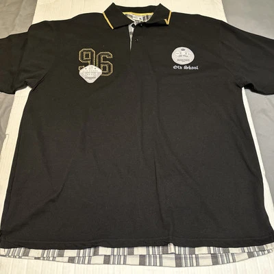 Vintage Old Skool Black Polo Embroidered 1996 Established Pattern Edges XL - Image 1 of 4