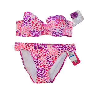 Hula Honey Womens 2 Pc Bikini Size XL Rainbow Leopard Print Swimsuit NWT - Picture 1 of 8