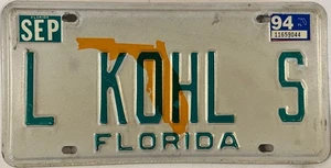 Vanity L KOHL S license plate Kole Kolin Cole Retailer 1994 FL - Picture 1 of 7