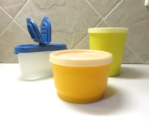 3 Tupperware kleine Aufbewahrung Gewürzstreuer 1843, 6oz Becher 1251 & Snackbecher 1229 - Bild 1 von 14