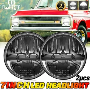 2PCS 7" inch Round Led Headlights Hi/Lo Beam for Chevy C10 C20 C30 G10 G20 K10 - Bild 1 von 12