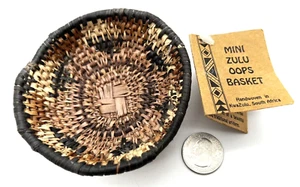 Vintage African Woven Basket Mini Zulu Oops Basket Bowl With Tag Nice Condition - Picture 1 of 3