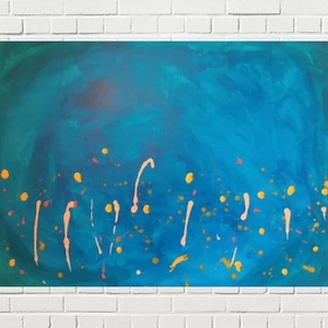 New ORIGINAL HAND PAINTED ABSTRACT “Mobile Garden” 18in x 24in Canvas Acrylic - Picture 1 of 5