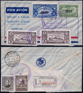 Zeppelin 1936 Paraguay 8th SAF Reko Letter 45 Pesos Frankfurt Main Si 359/2237 - Picture 1 of 3