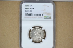 1834 Capped Bust Quarter- NGC XF Details.  Cleaned.  Terrific Details.  Nice! - Picture 1 of 6