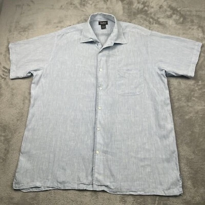 Vtg Neiman Marcus Linen Shirt Mens Sz L Blue Casual Button Up Lightweight Cruise - Image 1 of 4