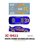 JC-9411 White Toner Waterslide Decals # FLAME B -1:64 Hot Wheels