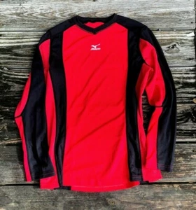 Mizuno Red & Black DryLite V-Neck Long-Sleeve Jersey Top - XS - Picture 1 of 6