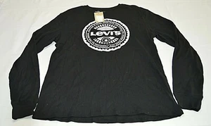 Levis Men's Long Sleeve Graphic Tee Shirt Crew Neck Knit Black Size Large NWT - Picture 1 of 6
