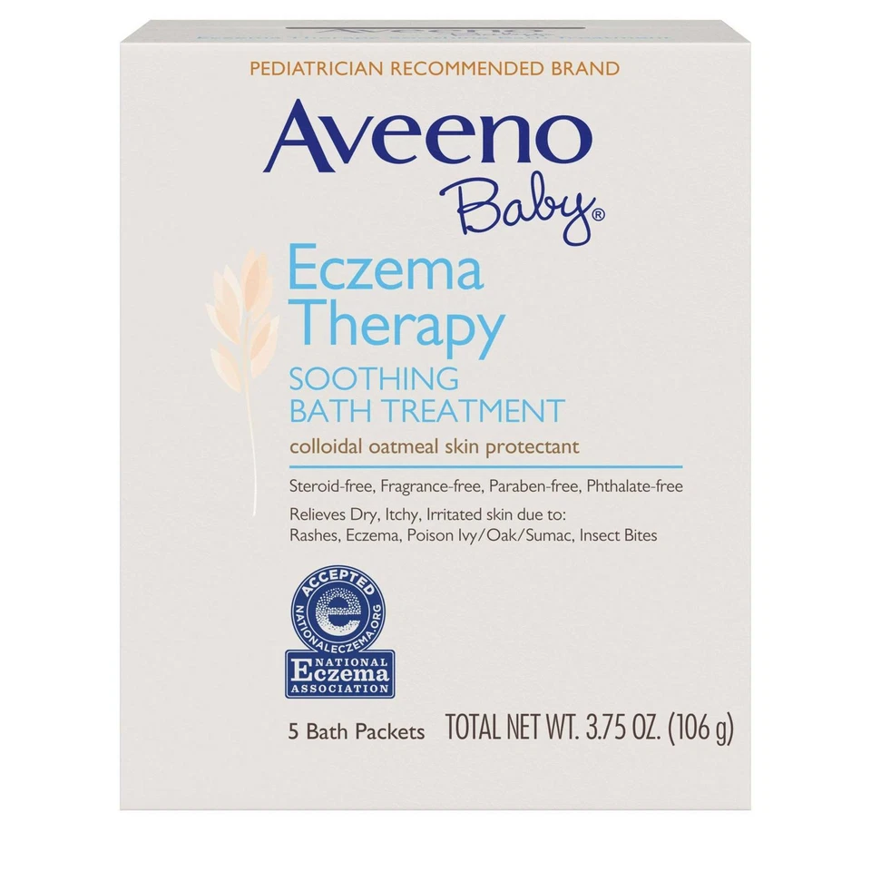 2 Aveeno Soothing Baby Bath Treatment Single Use Packets 5 Each Exp 10/17 Kc1