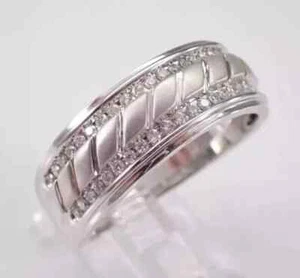 Ausgefallener Ehering 1,40 kt Rundschliff echter Moissanit 14 K Weißgold vergoldet - Bild 1 von 10