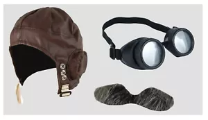 Kostüm Biggles Pilot Pilotenmütze mit Pilotenbrille, Tash - Flieger 2. Weltkrieg 1940er - Bild 1 von 1
