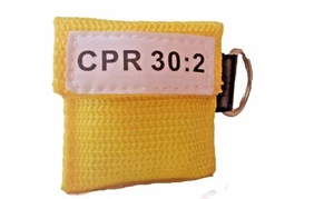 50 Yellow CPR Mask Keychain Face Shield Key Chain Pocket imprinted CPR 30:2 - Picture 1 of 3