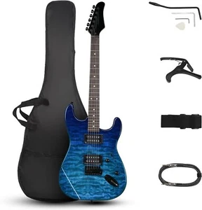 39"Electric Guitar,Full Size Solid Body H-H Pickup 6 Strings Beginner Guitar Kit - Picture 1 of 6